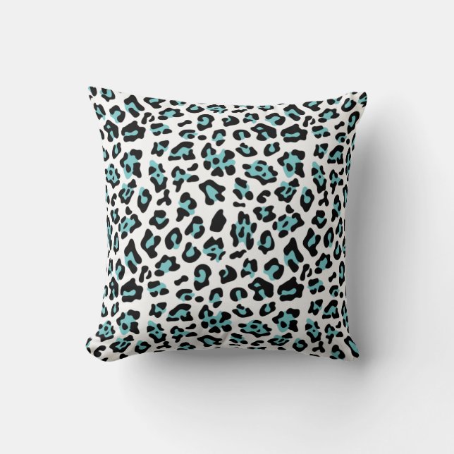 Coussin Turquoise Poster de animal Léopard noir Motif (Recto)