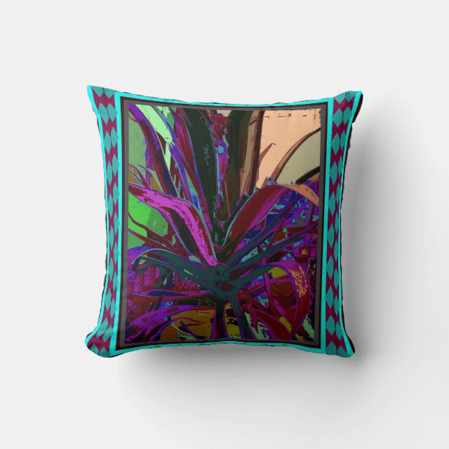 Coussin Turquoise-Pourpre d'agave par Sharles (Recto)