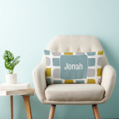 Coussin turquoise Retro Boy avec nom (Chaise)