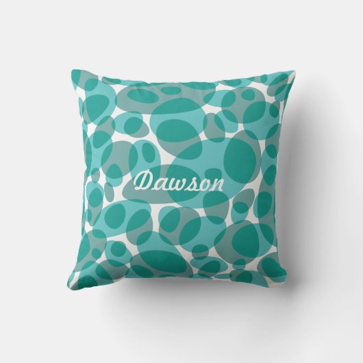 Coussin Turquoise rétro moderne ovale (Verso)