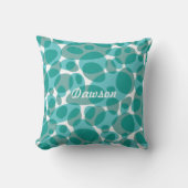 Coussin Turquoise rétro moderne ovale (Recto)