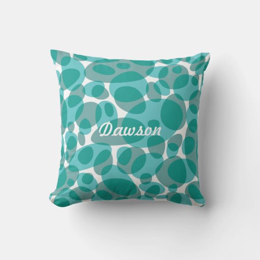 Coussin Turquoise rétro moderne ovale (Recto)