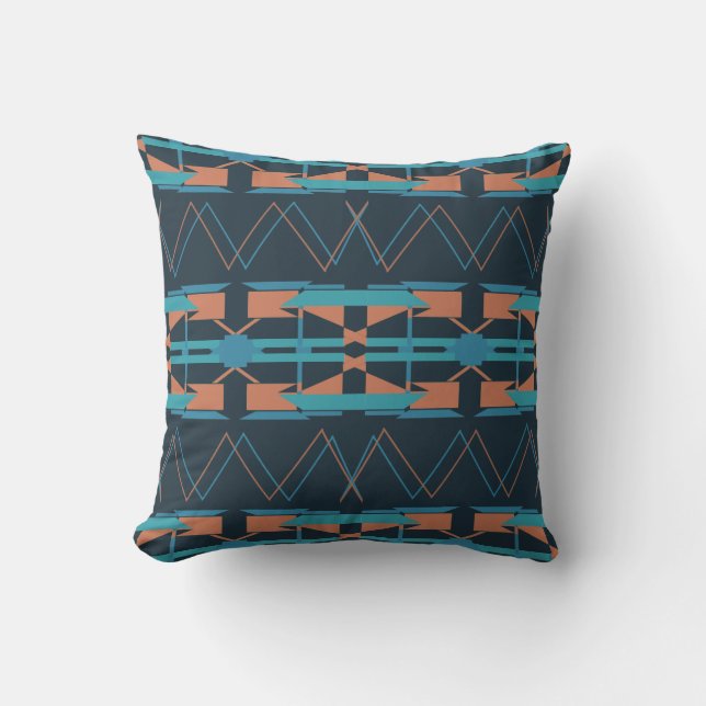 Coussin Turquoise Turquoise Rust Navy Horizontal Sud-Ouest (Recto)