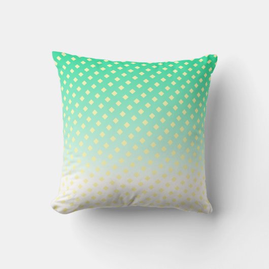 Coussin Turquoise Vert Blanc Jaune Diamants (Recto)