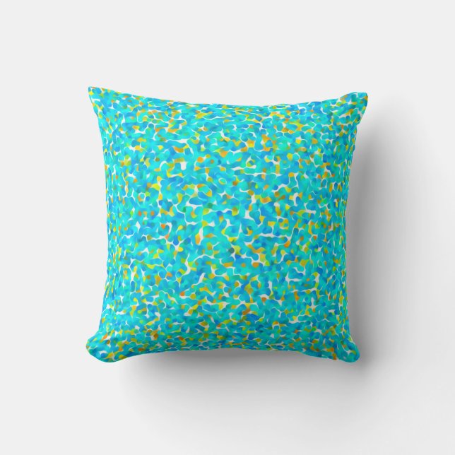 Coussin Turquoise Vert Bleu Jaune Abstrait Motif (Recto)