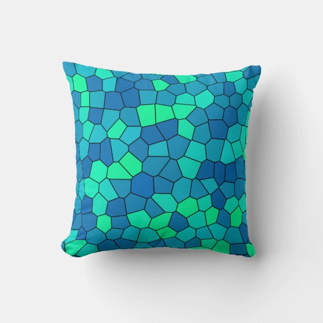 Coussin Turquoise Vert Cyan Bleu Motif (Recto)