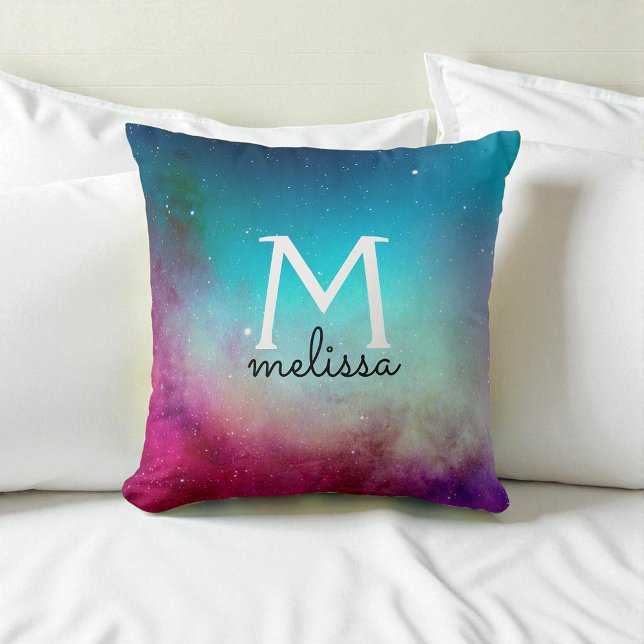 Coussin Turquoise violet rose Turquoise Galaxy Espace (Créateur téléchargé)