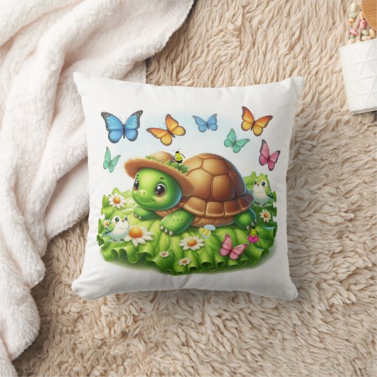 Coussin Turtle and Birds in a Garden of Whimsy (Couverture)