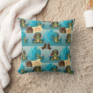 Coussin Turtle Kawaii Pirate