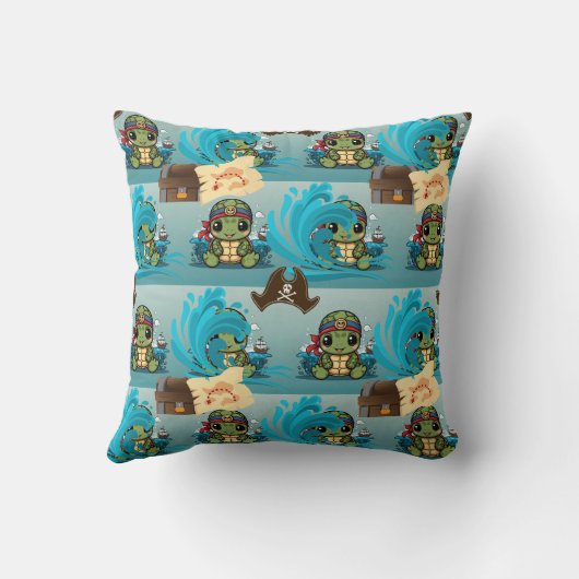 Coussin Turtle Kawaii Pirate (Verso)