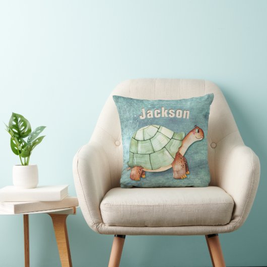 Coussin Turtle Kids Room Nom du monogramme (Chaise)