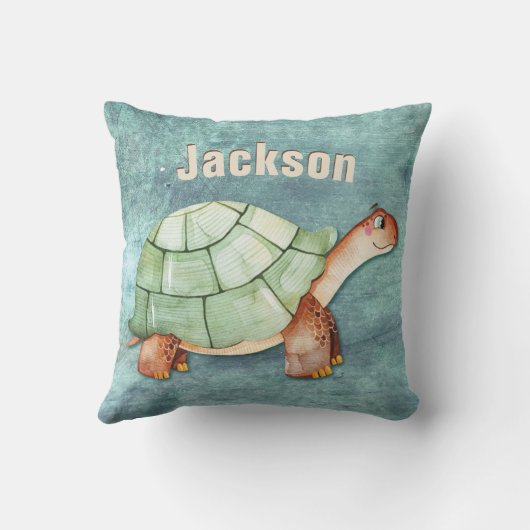 Coussin Turtle Kids Room Nom du monogramme (Verso)