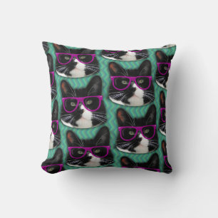 Coussin Tuxedo Chat En Lunettes Motif amusant
