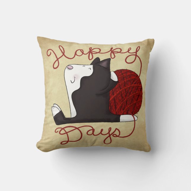 Coussin Tuxedo Chat - Jours heureux (Recto)