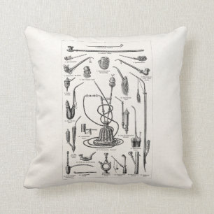 Coussin Tuyaux de tabac vintages et vieille illustration