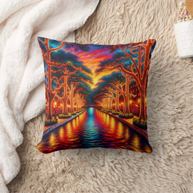 Coussin "Twilight Serenity : San Antonio Riverwalk" (Couverture)