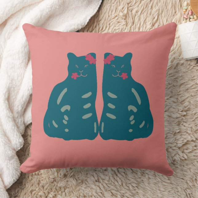 Coussin Twin Kittens Throw Pillow (Couverture)