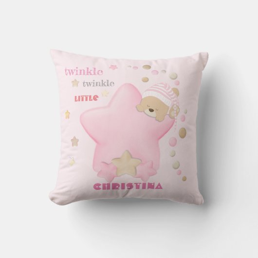 Coussin Twinkle Twinkle Star Baby Girl Teddy Bear (Recto)