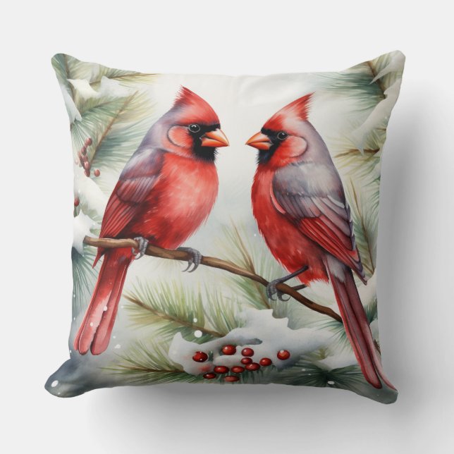 Coussin Two Cardinals (Recto)