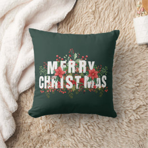 Coussin Typographie blanche Elegante Joyeux Noël