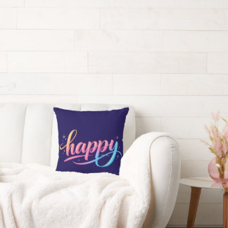 Coussin Typographie BONHEUR à dégradé pastel vibrant - Mod
