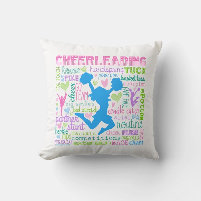 Coussin Typographie Cheerleading en pastel de mots (Recto)
