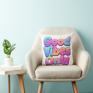 Coussin Typographie Colorée Cadeau Bonne Vibration Uniquem