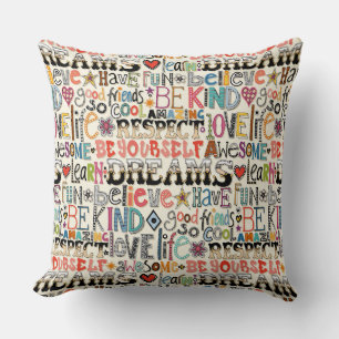 Coussin typographie cool