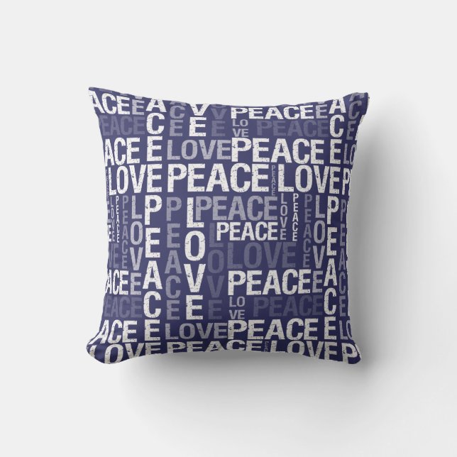 Coussin Typographie d'amour de paix (Recto)