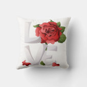 Coussin Typographie d'amour de rose rouge romantique botan (Verso)