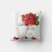 Coussin Typographie d'amour de rose rouge romantique botan (Recto)