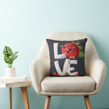 Typographie d'amour de rose rouge romantique sombr