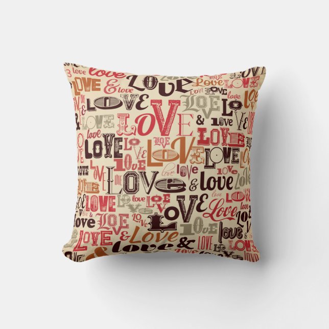 Coussin Typographie d'amour vintage (Recto)