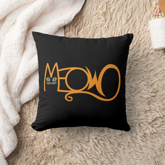 Coussin Typographie de chat MEOW ORANGE (Couverture)