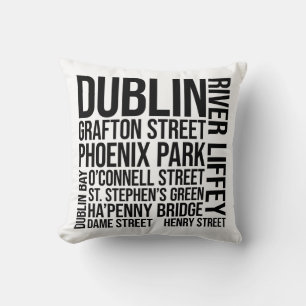 Coussin Typographie de Dublin - Irlande Word Art