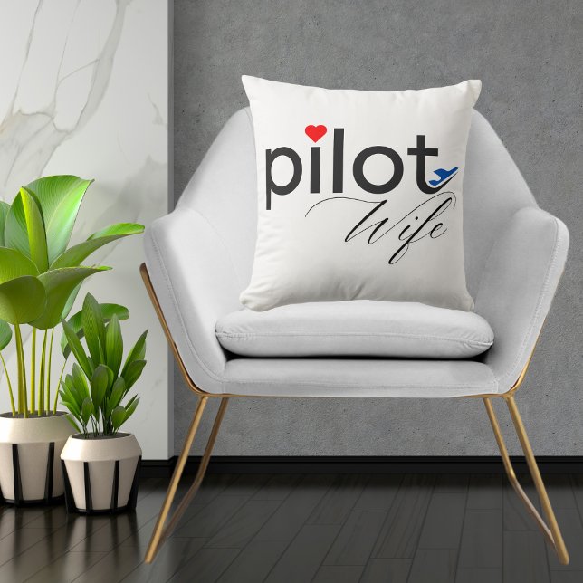 Coussin Typographie de femme de pilote, simple, cadeau per (Créateur téléchargé)