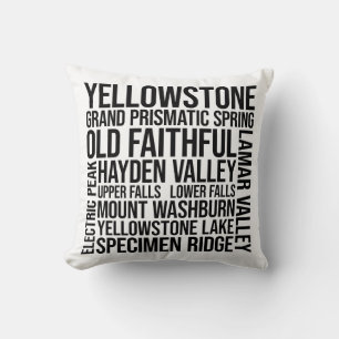 Coussin Typographie de l'art Word du parc national Yellows