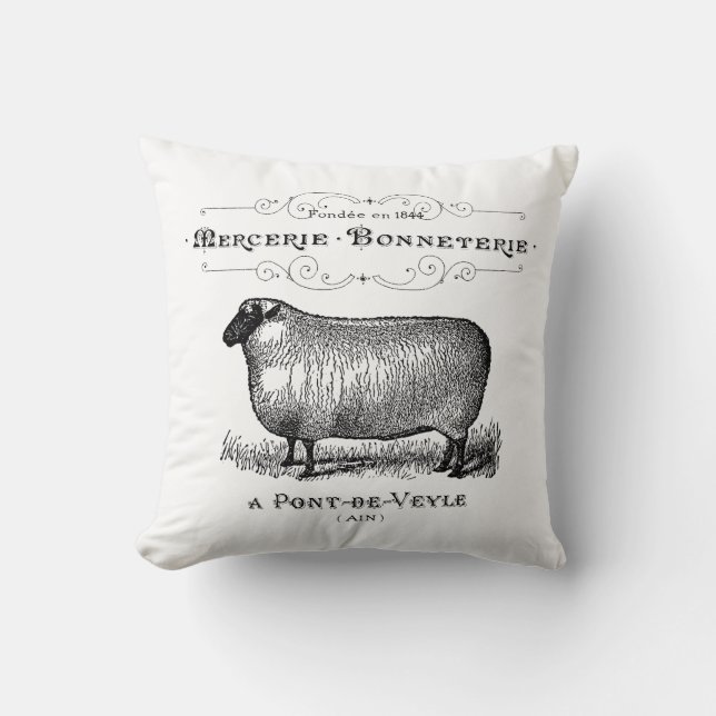 Coussin Typographie de l'exploitation agricole du mouton V (Recto)