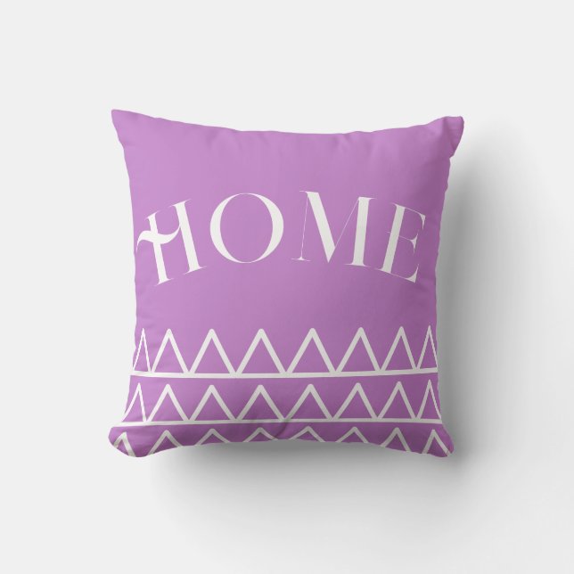 Coussin Typographie de maison moderne et géométrique viole (Recto)