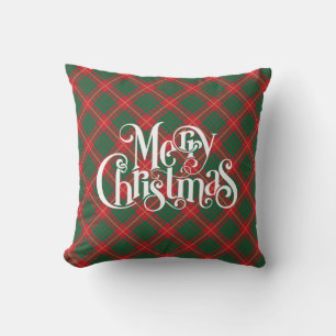 Coussin Typographie de Noël plaid et Joyeux Noël
