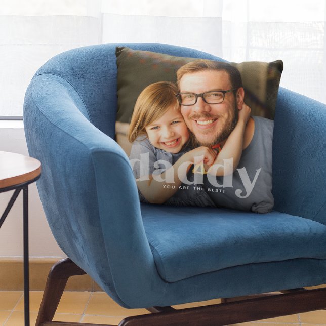 Coussin Typographie de superposition de papa mignon Photo  (Créateur téléchargé)