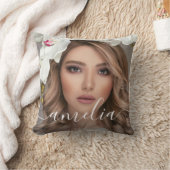 Coussin Typographie de texte personnalisée avec 2 photos e (Couverture)