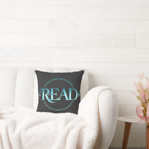 Coussin Typographie de verre bleu majestueux "LIRE" Art