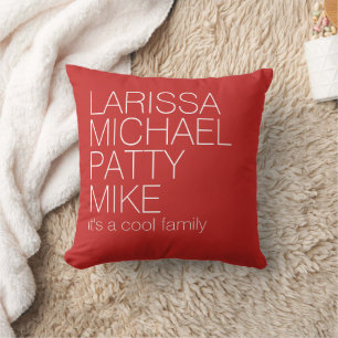 Coussin Typographie des noms de famille RED