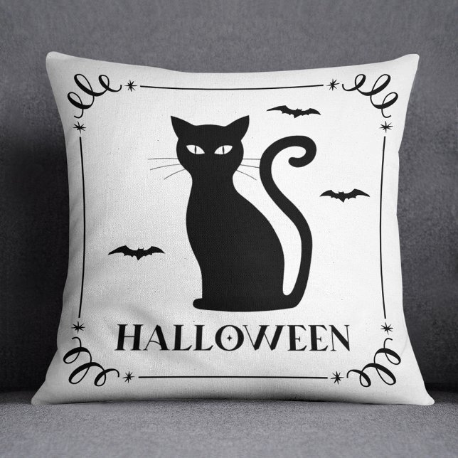 Coussin Typographie d'Halloween Chat Noir (Créateur téléchargé)