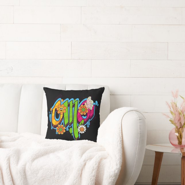 Coussin Typographie d'illustration Good Vibes (Canapé)