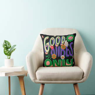 Coussin Typographie d'illustration Good Vibes