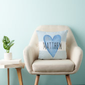 Coussin Typographie du Coeur Bleu Amour des Bébés avec nom (Chaise)
