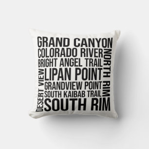 Coussin Typographie du Grand Canyon - Arizona Word Art