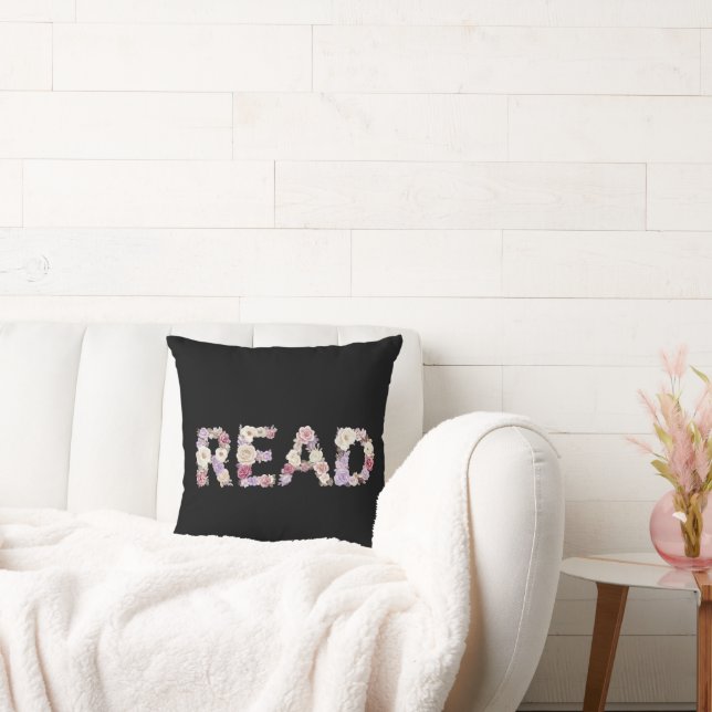 Coussin Typographie florale élégante READ - Botanique past (Canapé)